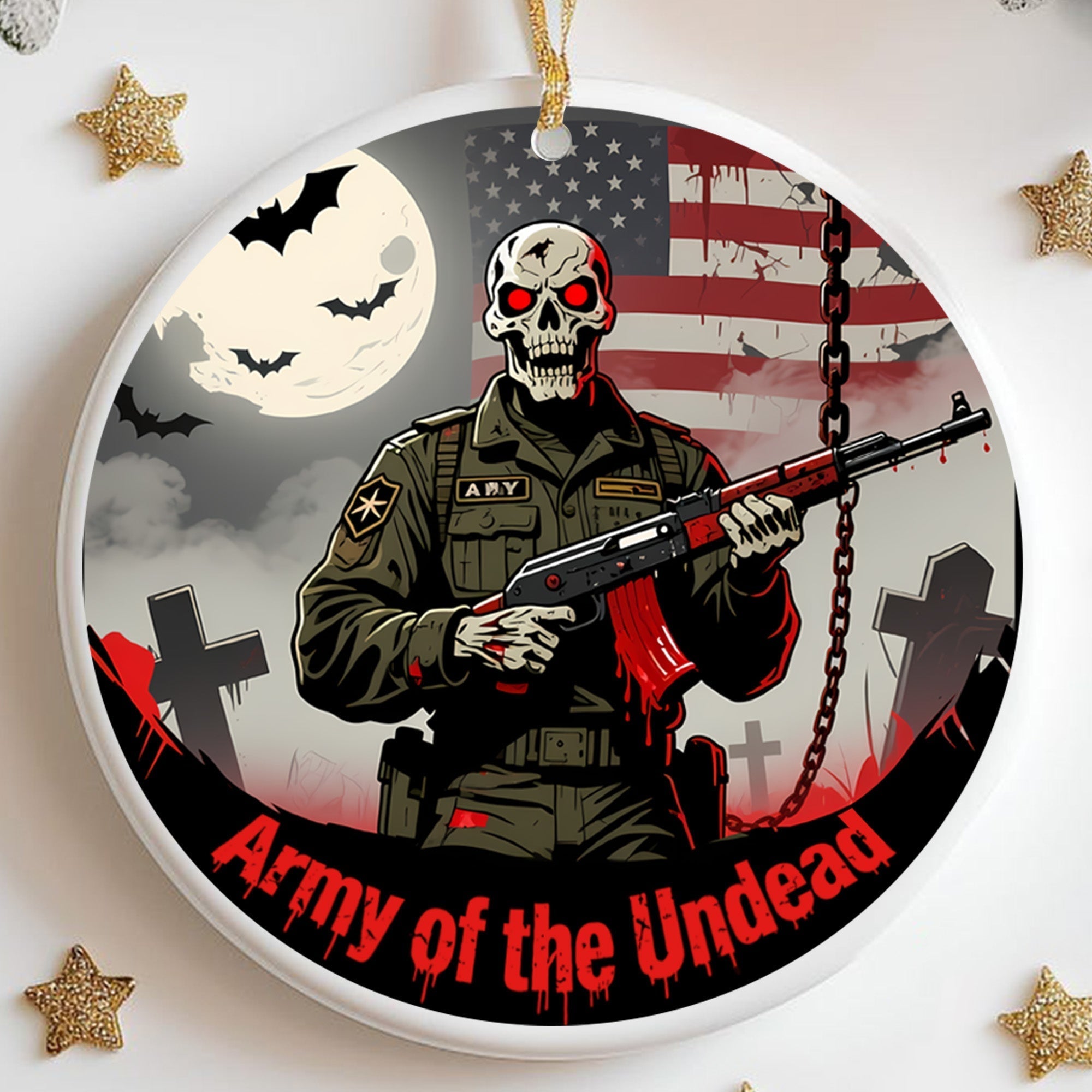 Army Veteran Patriotic Halloween Ornament