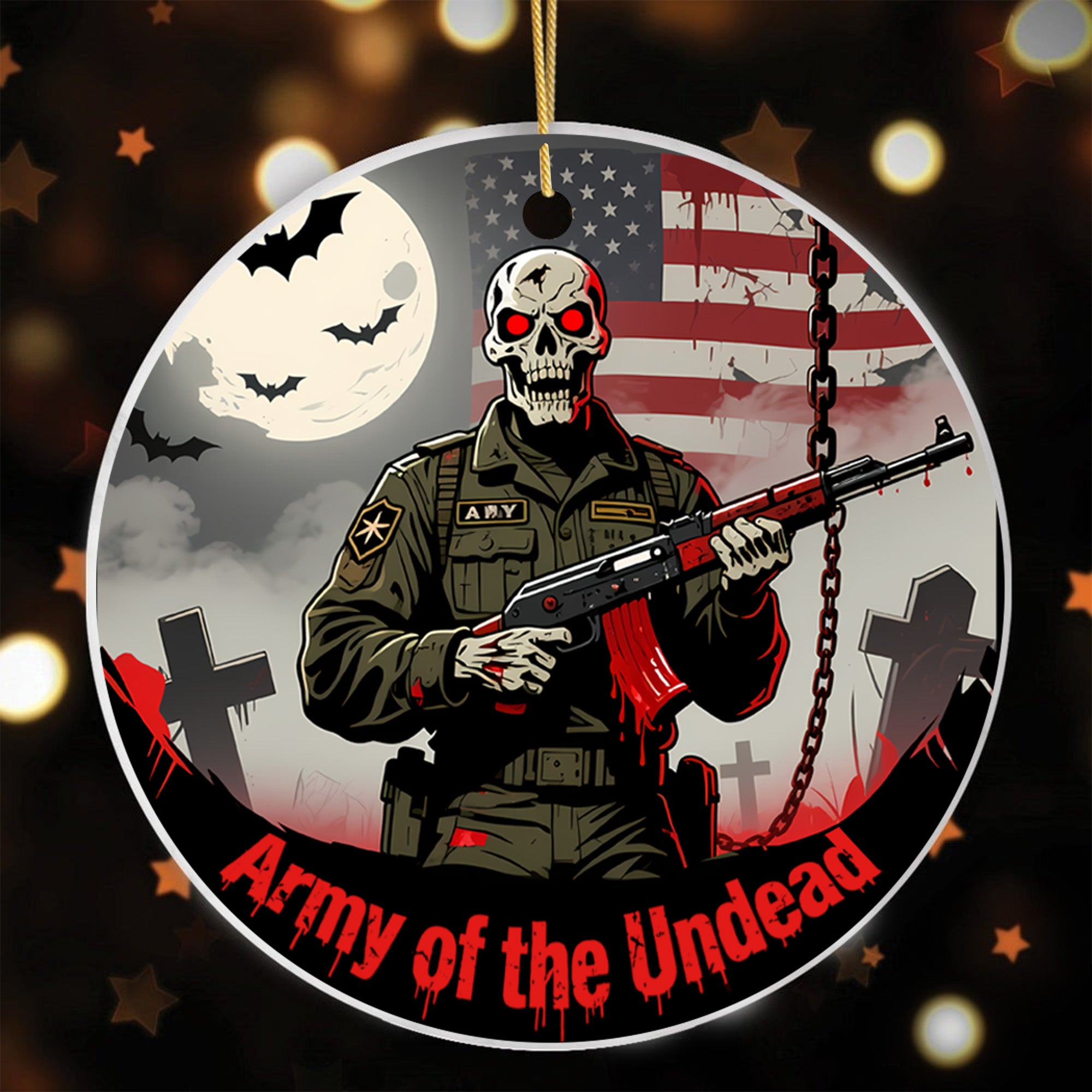 Army Veteran Patriotic Halloween Ornament