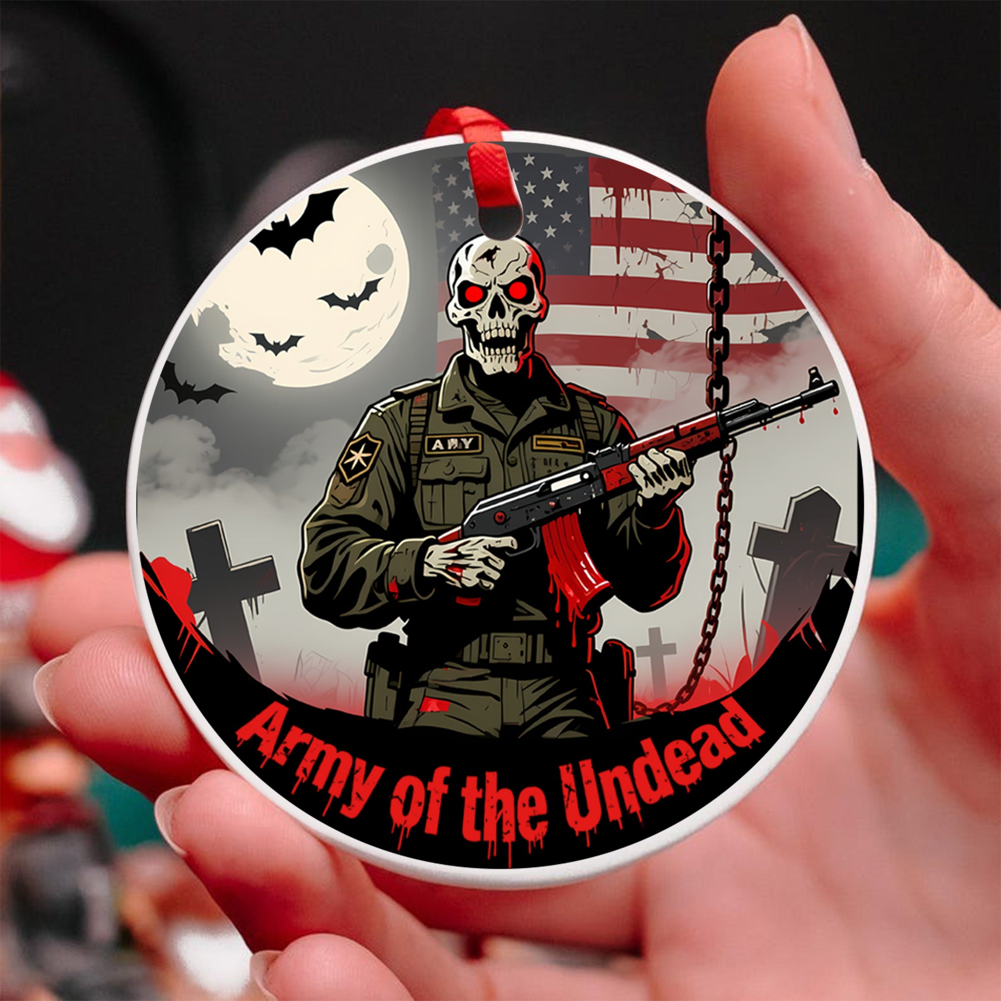 Army Veteran Patriotic Halloween Ornament