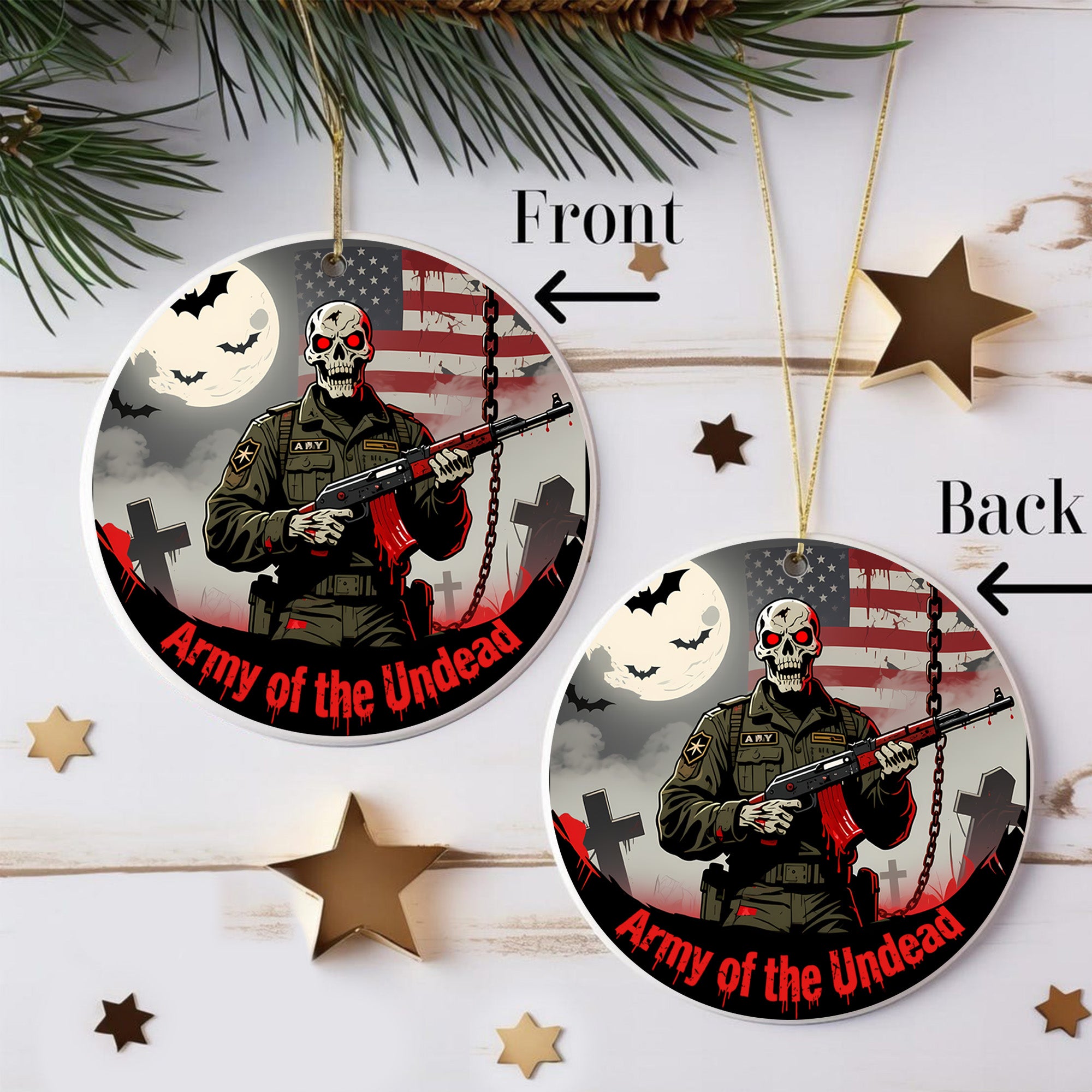 Army Veteran Patriotic Halloween Ornament