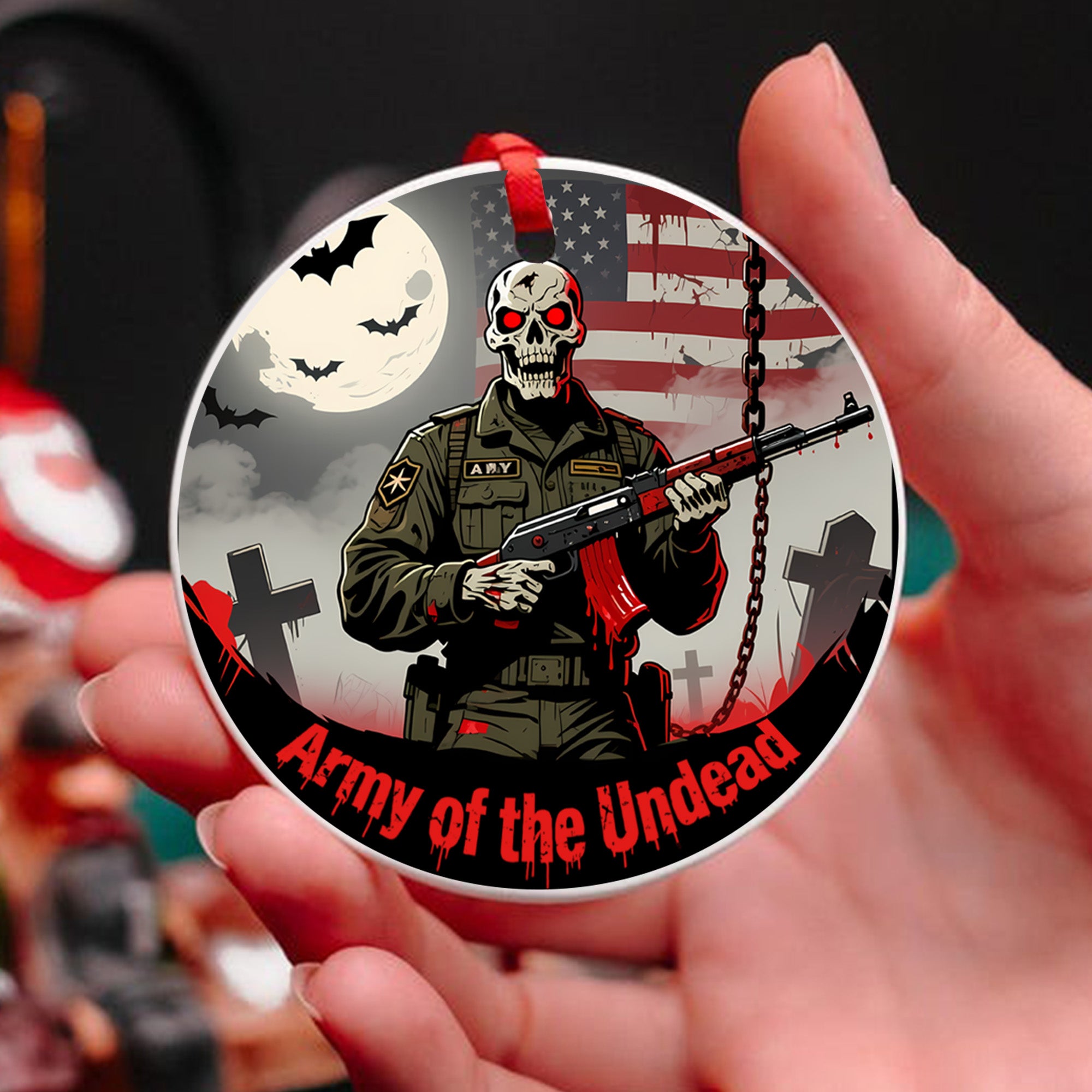 Army Veteran Patriotic Halloween Ornament