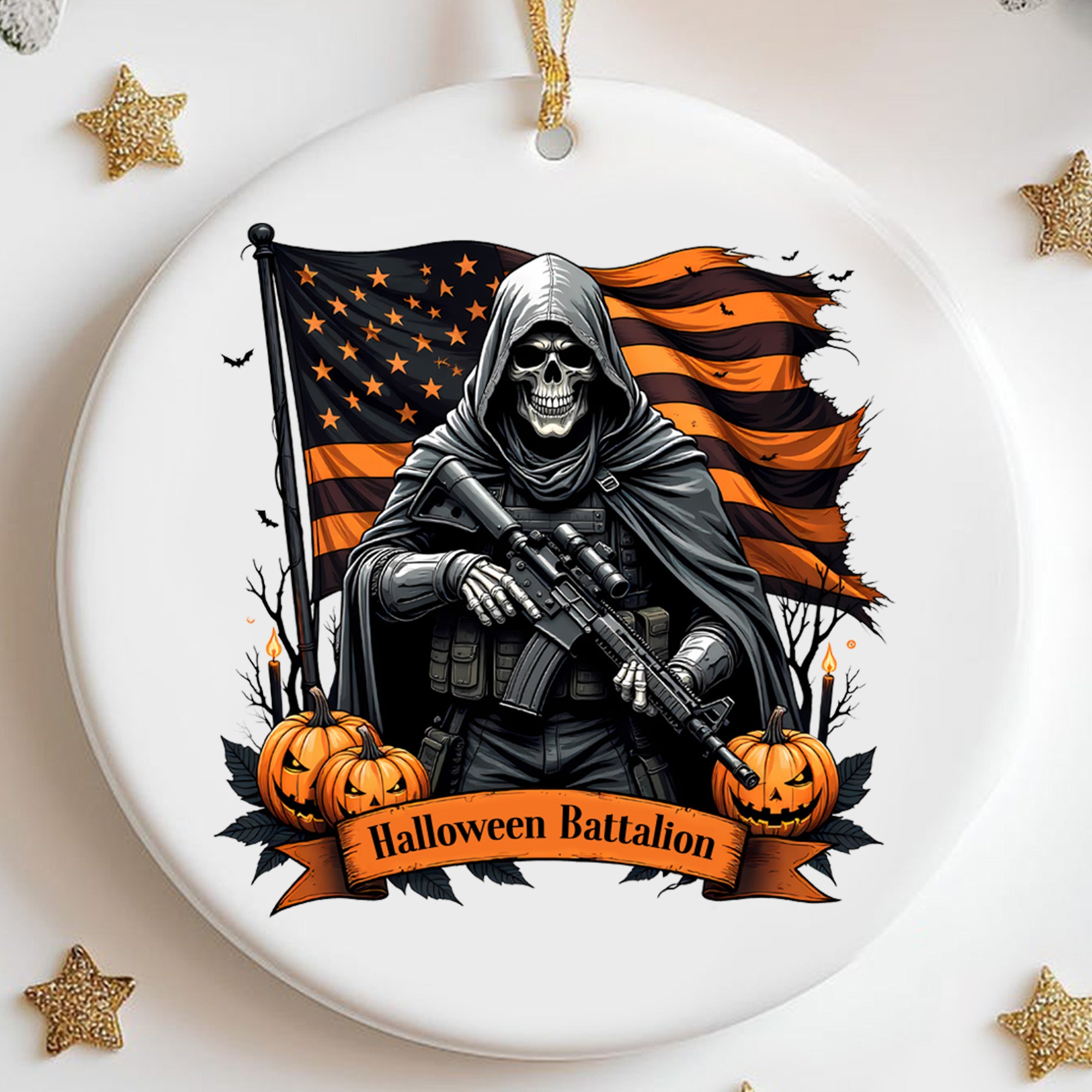 Halloween Battalion Military Veteran Patriotic Spooky Season Ornament