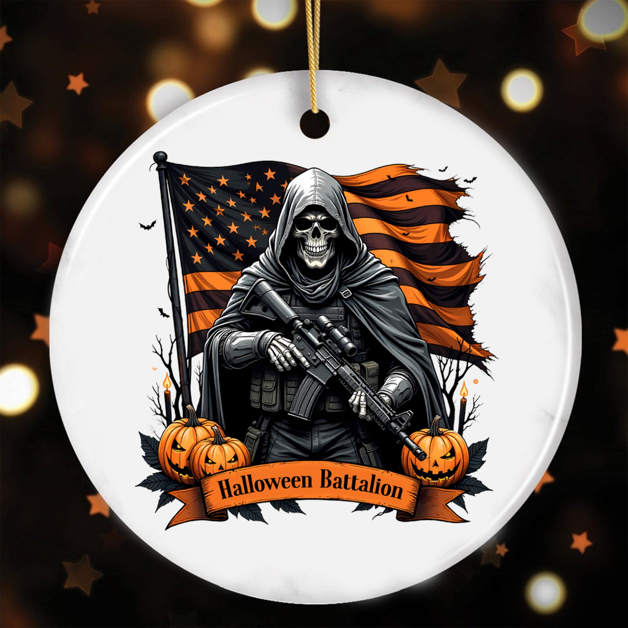 Halloween Battalion Military Veteran Patriotic Spooky Season Ornament