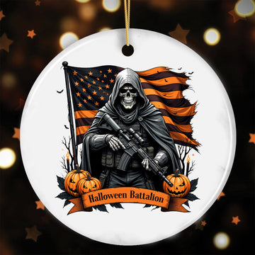 Halloween Battalion Military Veteran Patriotic Spooky Season Ornament