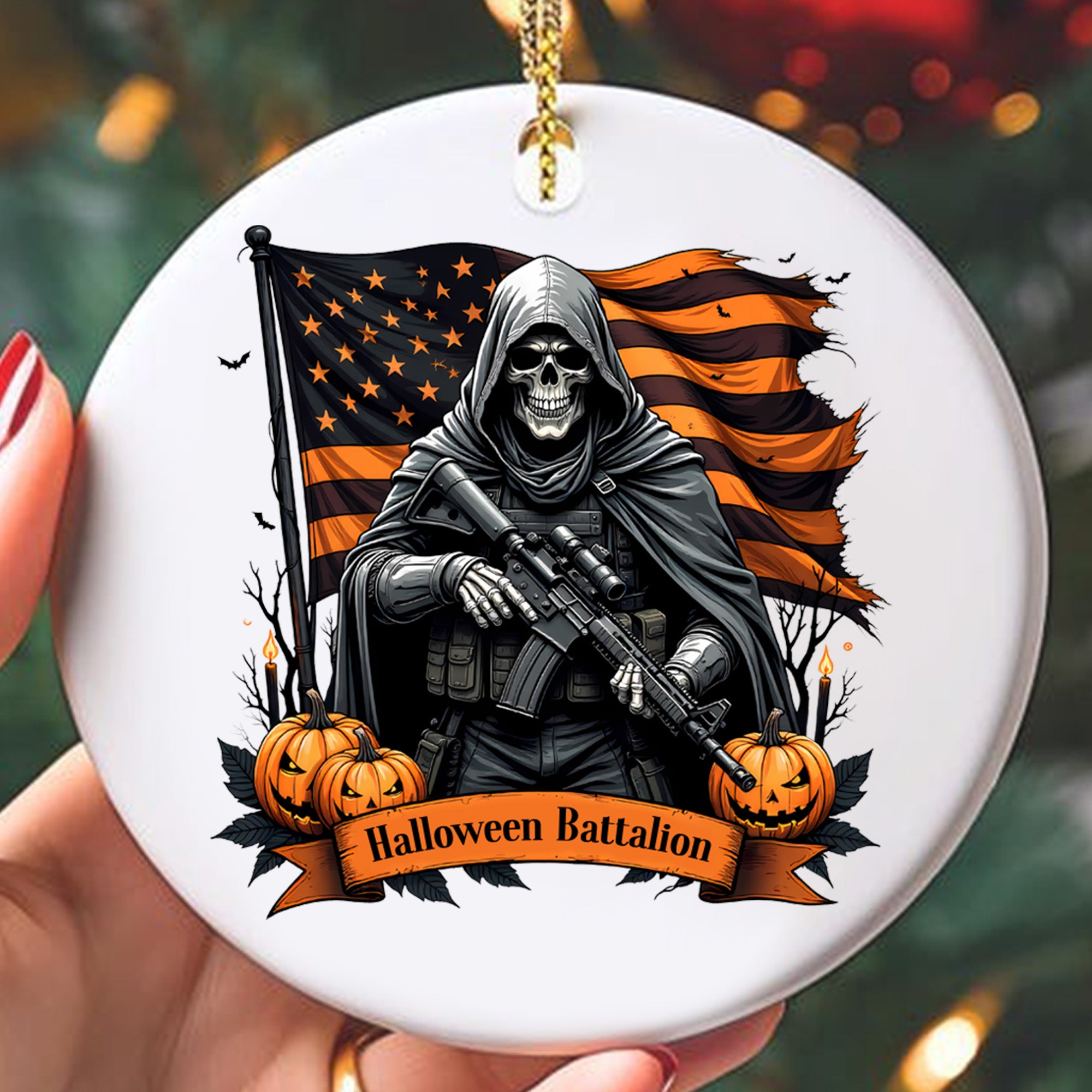 Halloween Battalion Military Veteran Patriotic Spooky Season Ornament