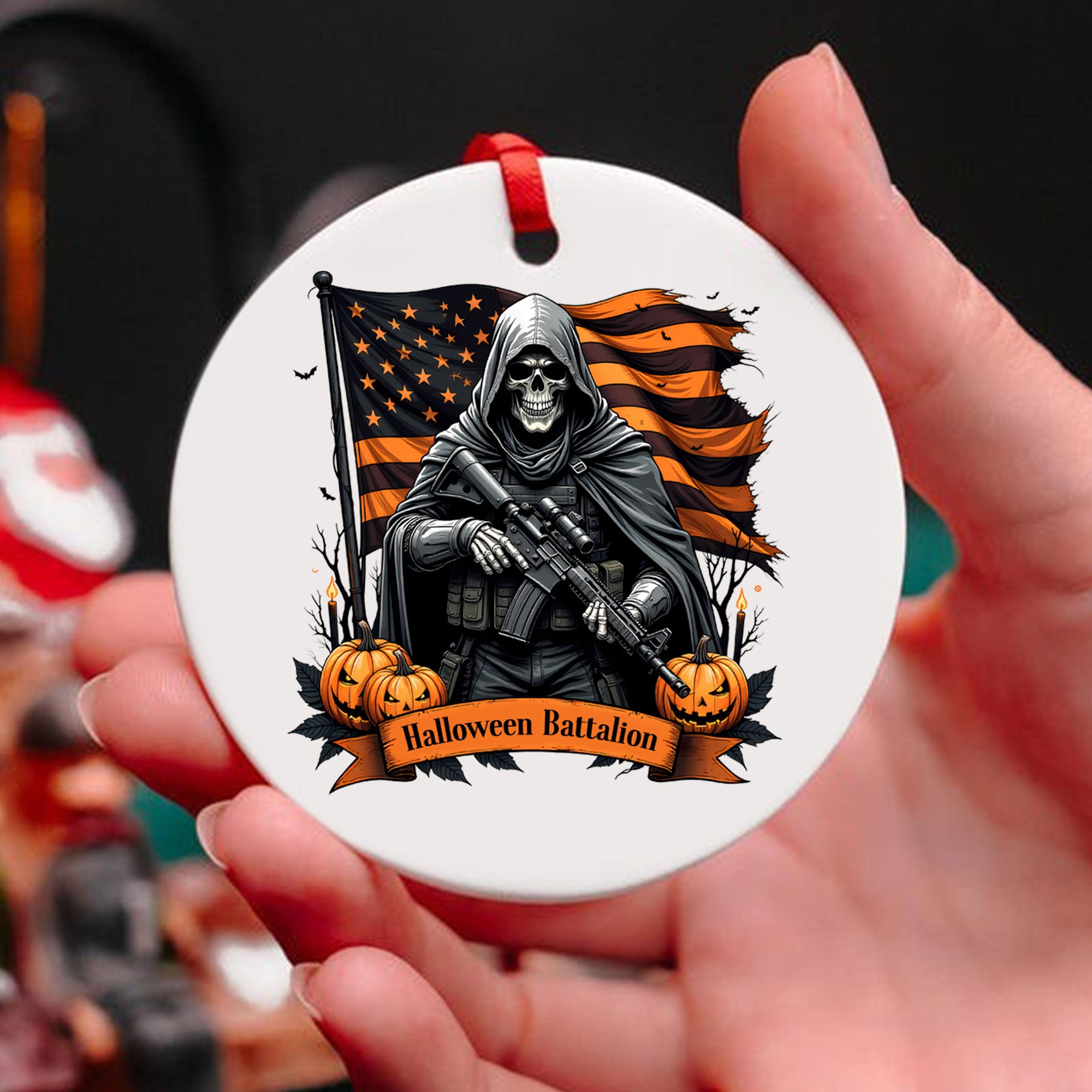 Halloween Battalion Military Veteran Patriotic Spooky Season Ornament
