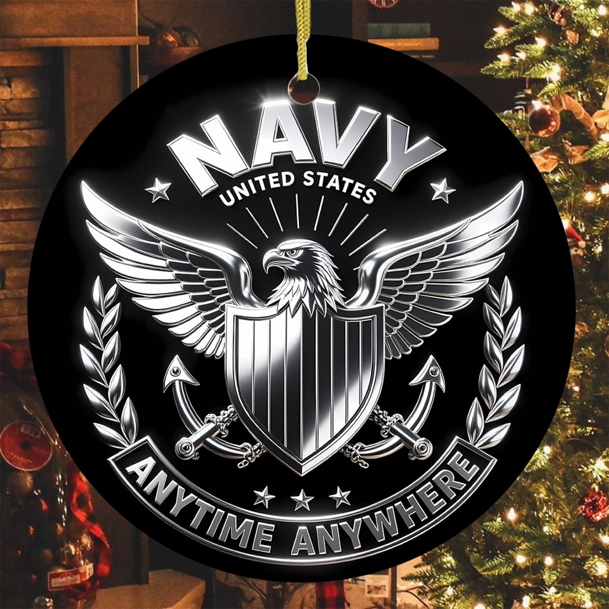 United States Navy Anytime Anywhere Military Patriotic Veteran Ornament