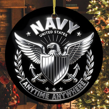 United States Navy Anytime Anywhere Military Patriotic Veteran Ornament