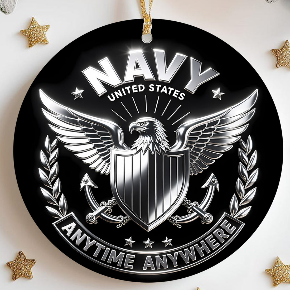 United States Navy Anytime Anywhere Military Patriotic Veteran Ornament