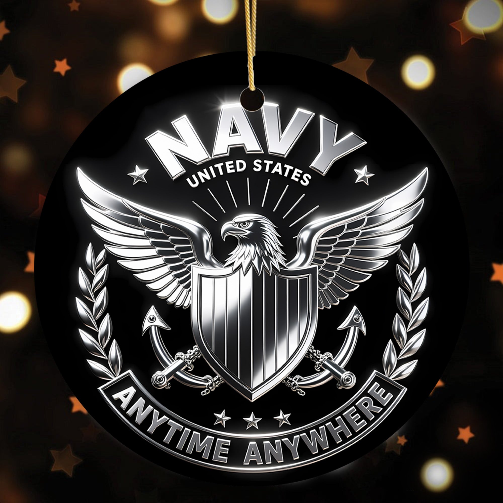 United States Navy Anytime Anywhere Military Patriotic Veteran Ornament