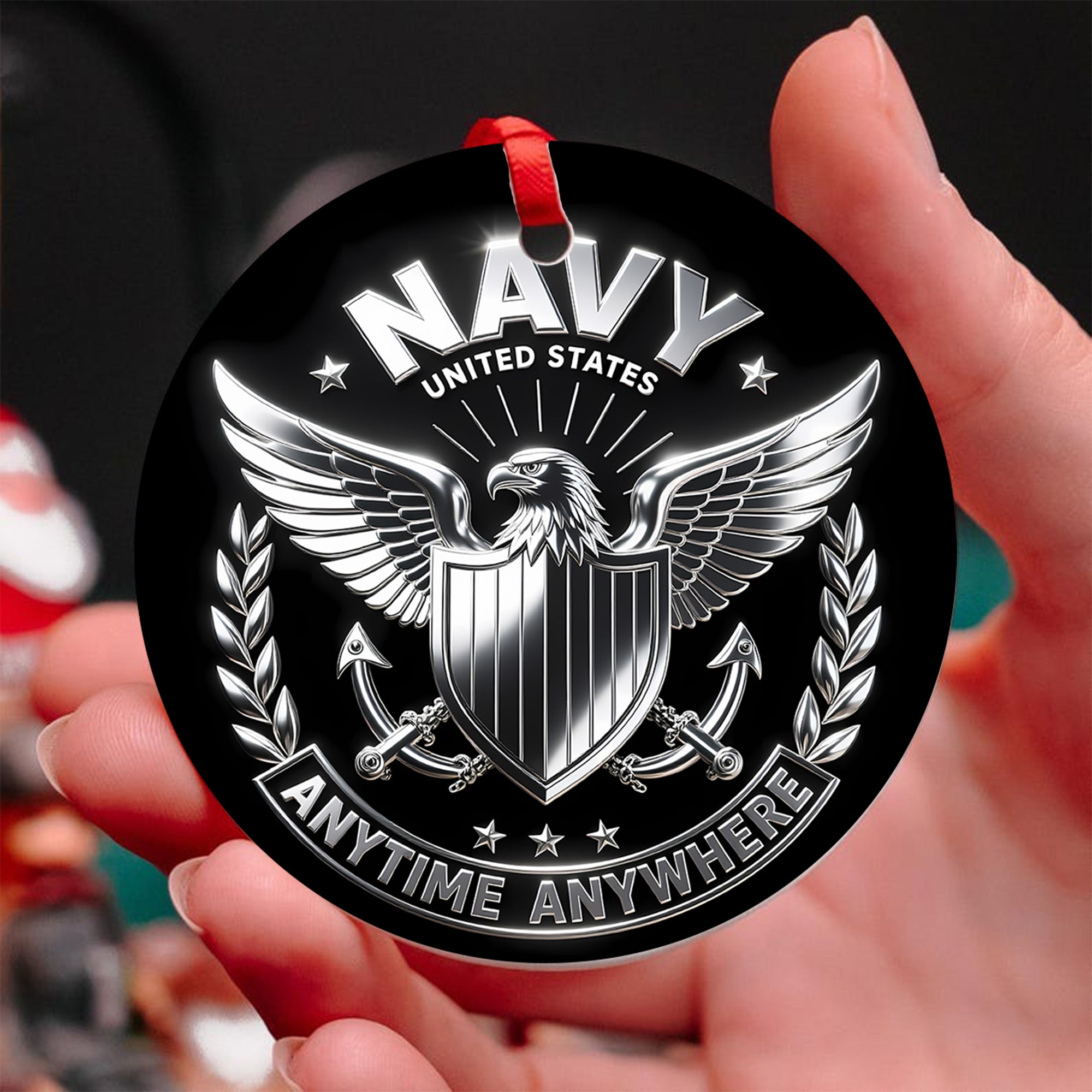 United States Navy Anytime Anywhere Military Patriotic Veteran Ornament