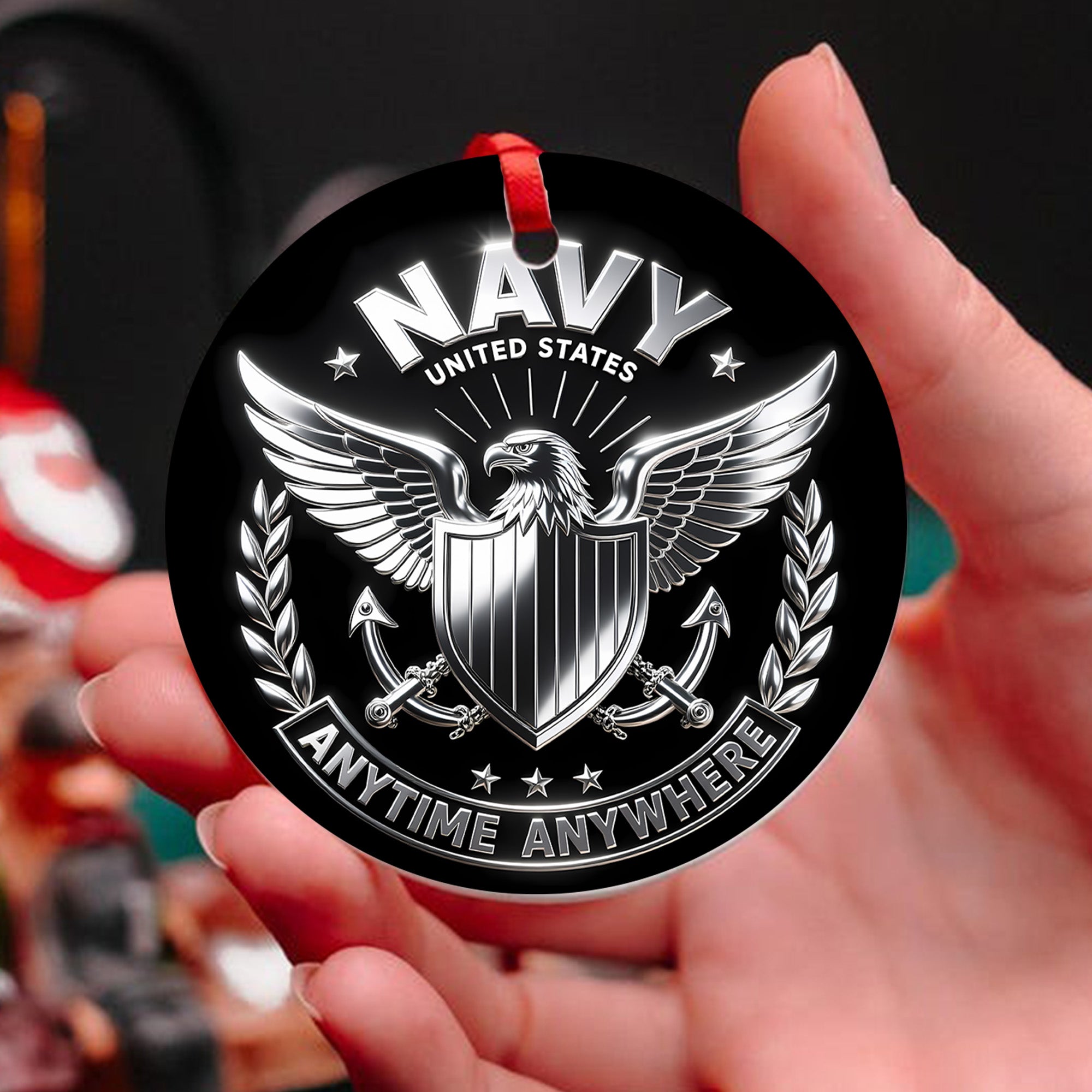 United States Navy Anytime Anywhere Military Patriotic Veteran Ornament