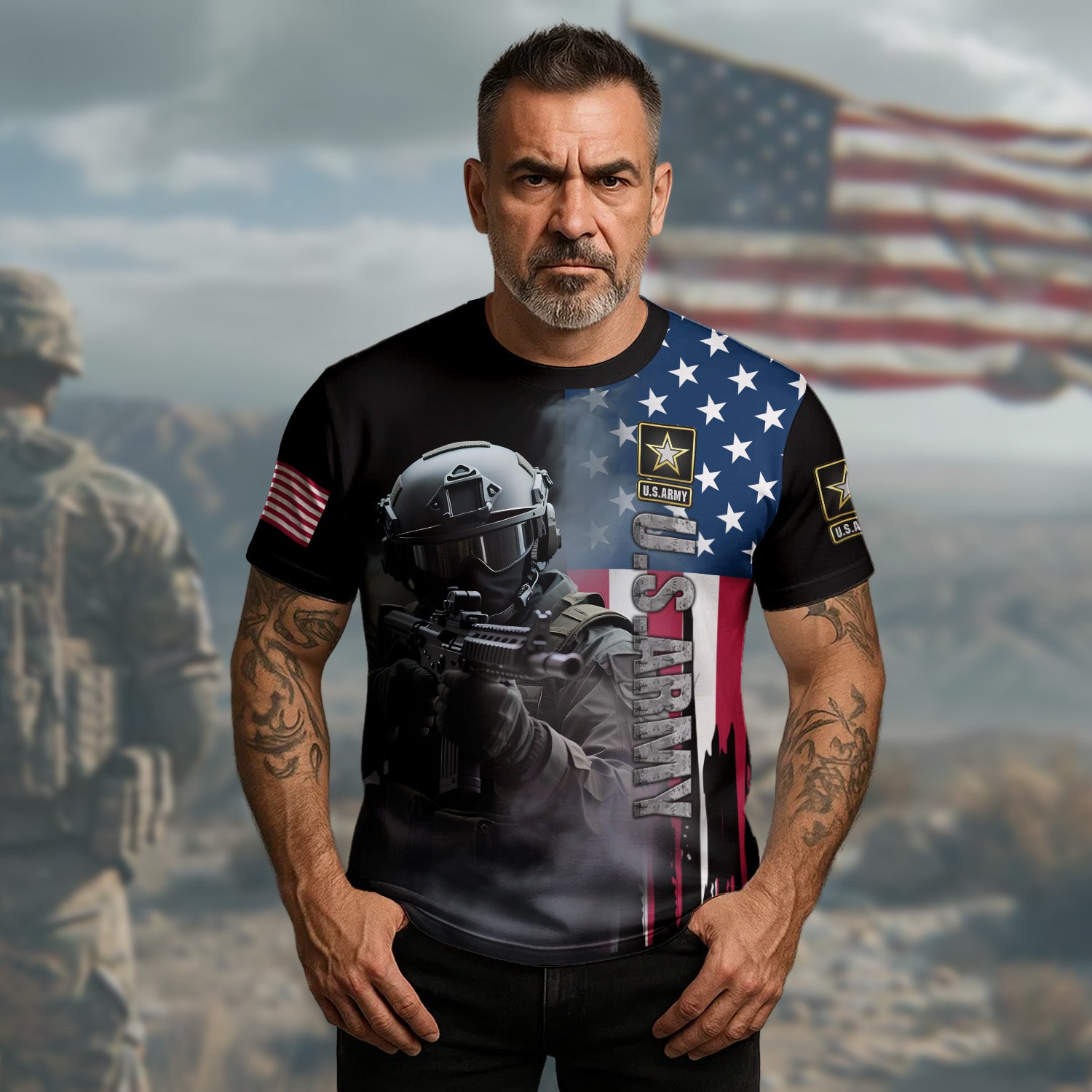 U.S. Army Honor the Fallen Live for the Free Tribute to Sacrifice Duty and American Freedom All-over Print T-Shirt