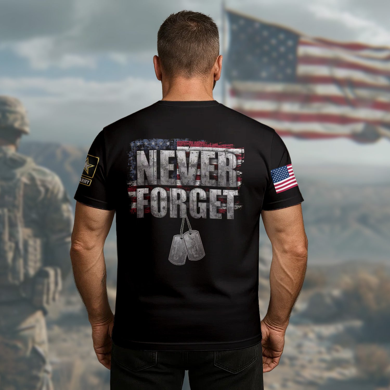 U.S. Army Honor the Fallen Live for the Free Tribute to Sacrifice Duty and American Freedom All-over Print T-Shirt