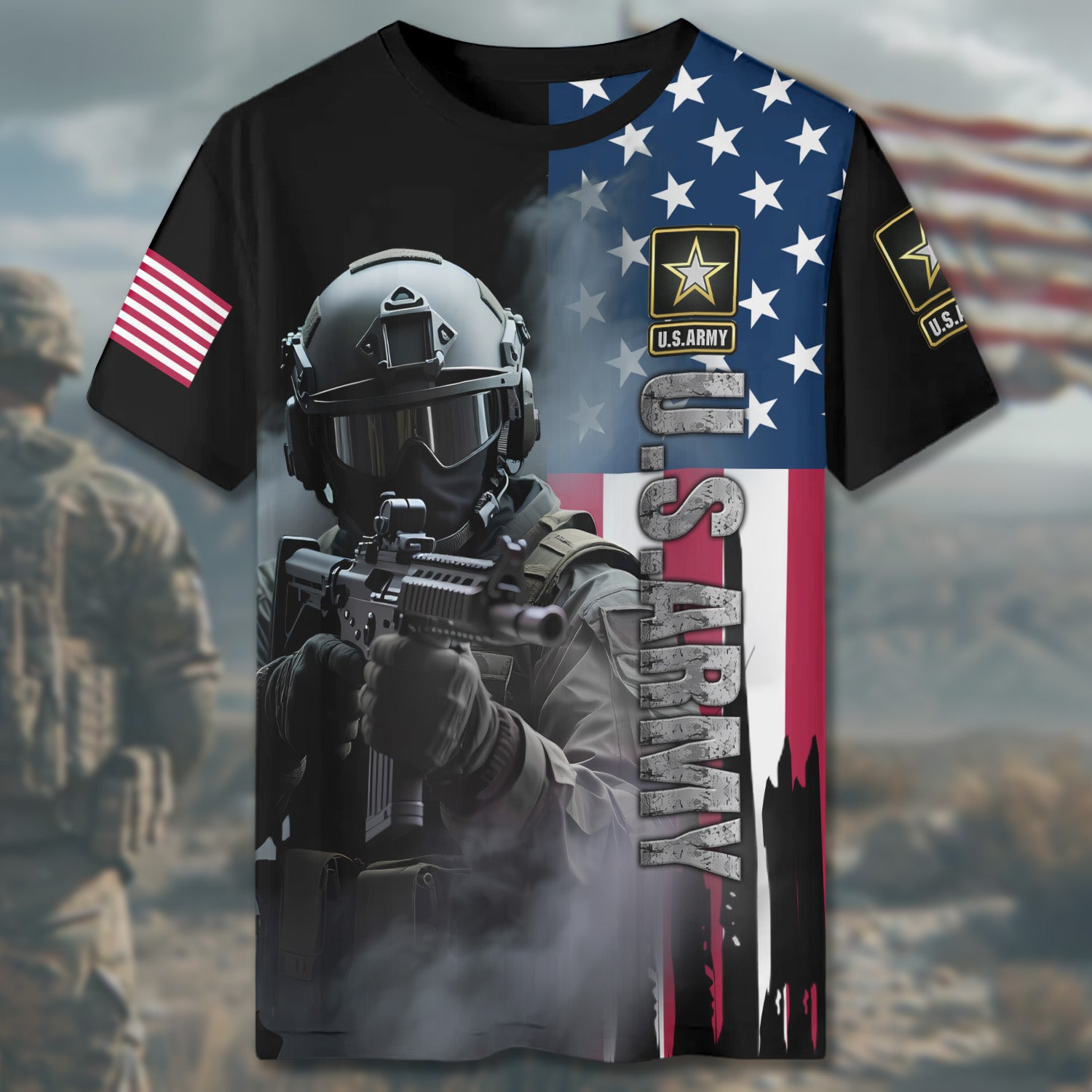 U.S. Army Honor the Fallen Live for the Free Tribute to Sacrifice Duty and American Freedom All-over Print T-Shirt