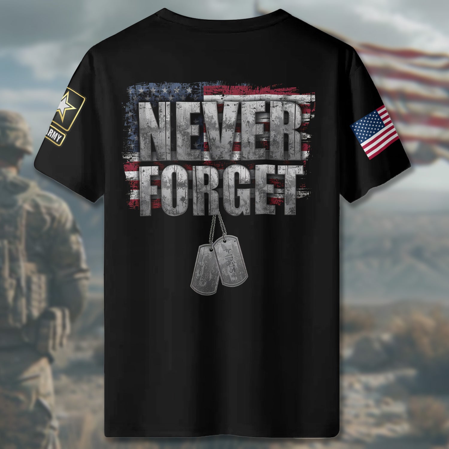 U.S. Army Honor the Fallen Live for the Free Tribute to Sacrifice Duty and American Freedom All-over Print T-Shirt