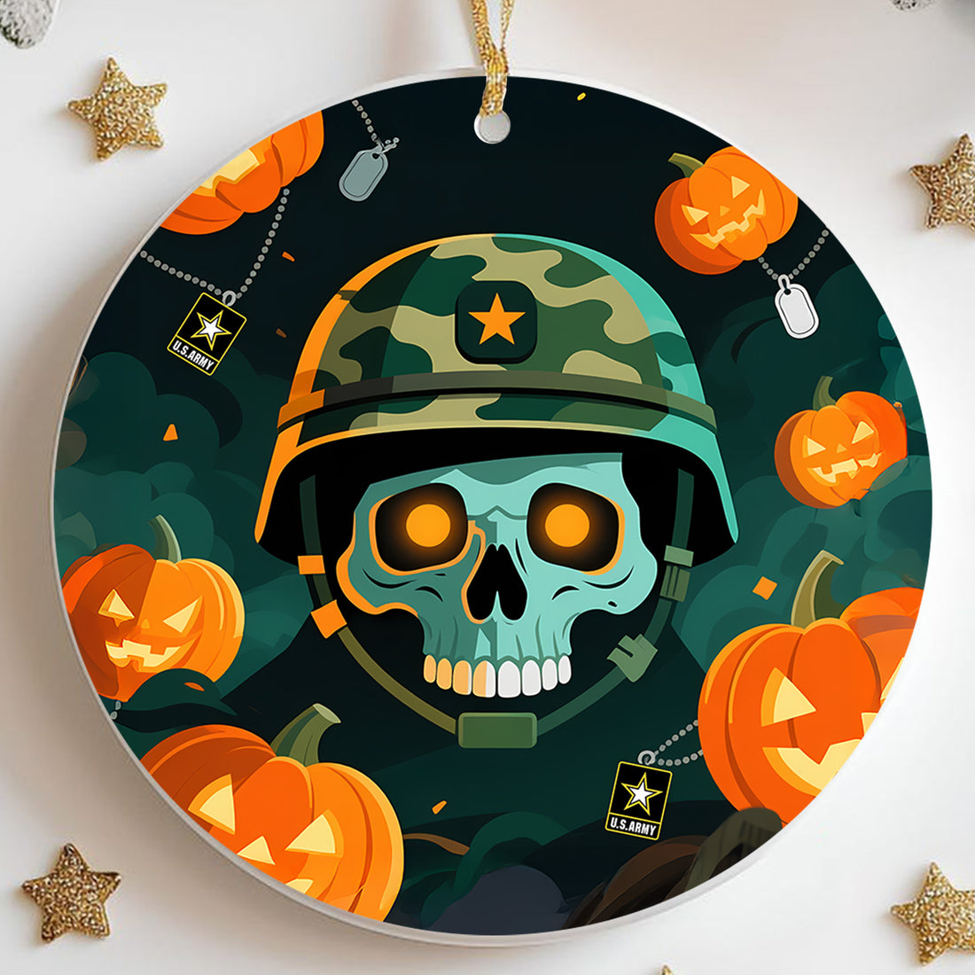 Halloween US Army Military Patriotic Veteran Spooky Season Soldier Ornament