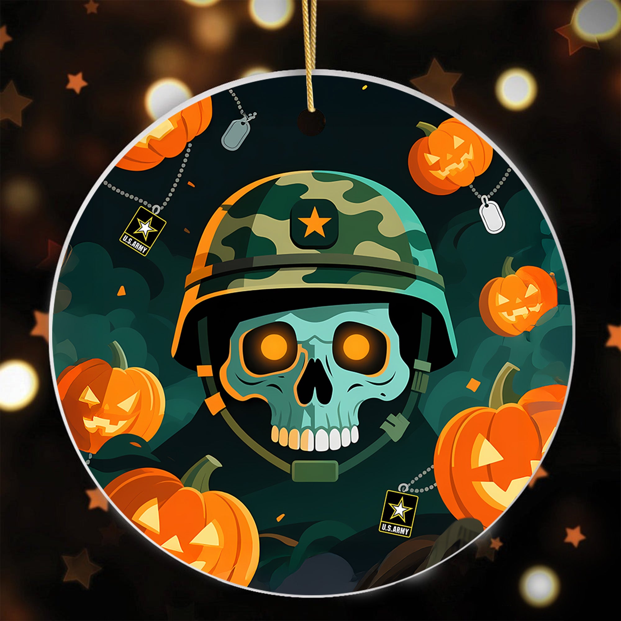 Halloween US Army Military Patriotic Veteran Spooky Season Soldier Ornament