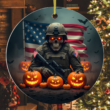Halloween US Army Veteran Military Patriotic Spooky Season Costume Ornament