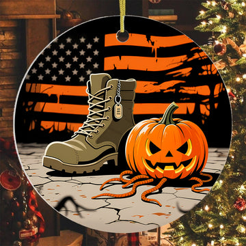 Halloween US Army Military Veteran Patriotic Spooky Season Outfit Ornament