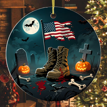Halloween US Army Veteran Military Patriotic Spooky Season Soldier Costume Ornament