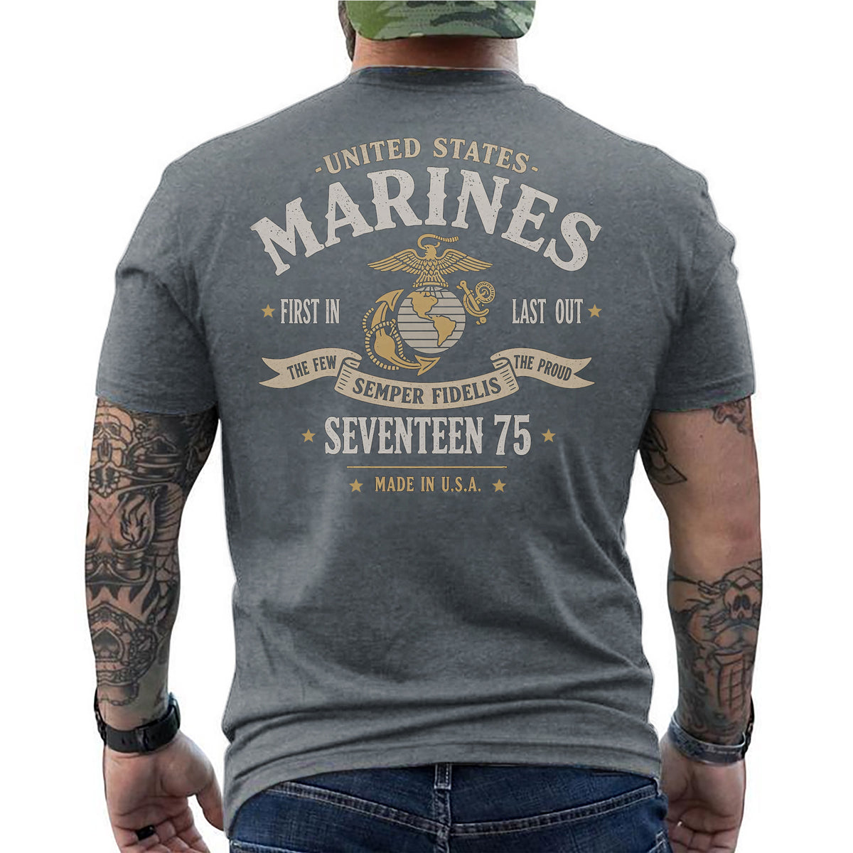 United States Marines First In Last Out The Few The Proud Semper Fidelis 1775 T-Shirt