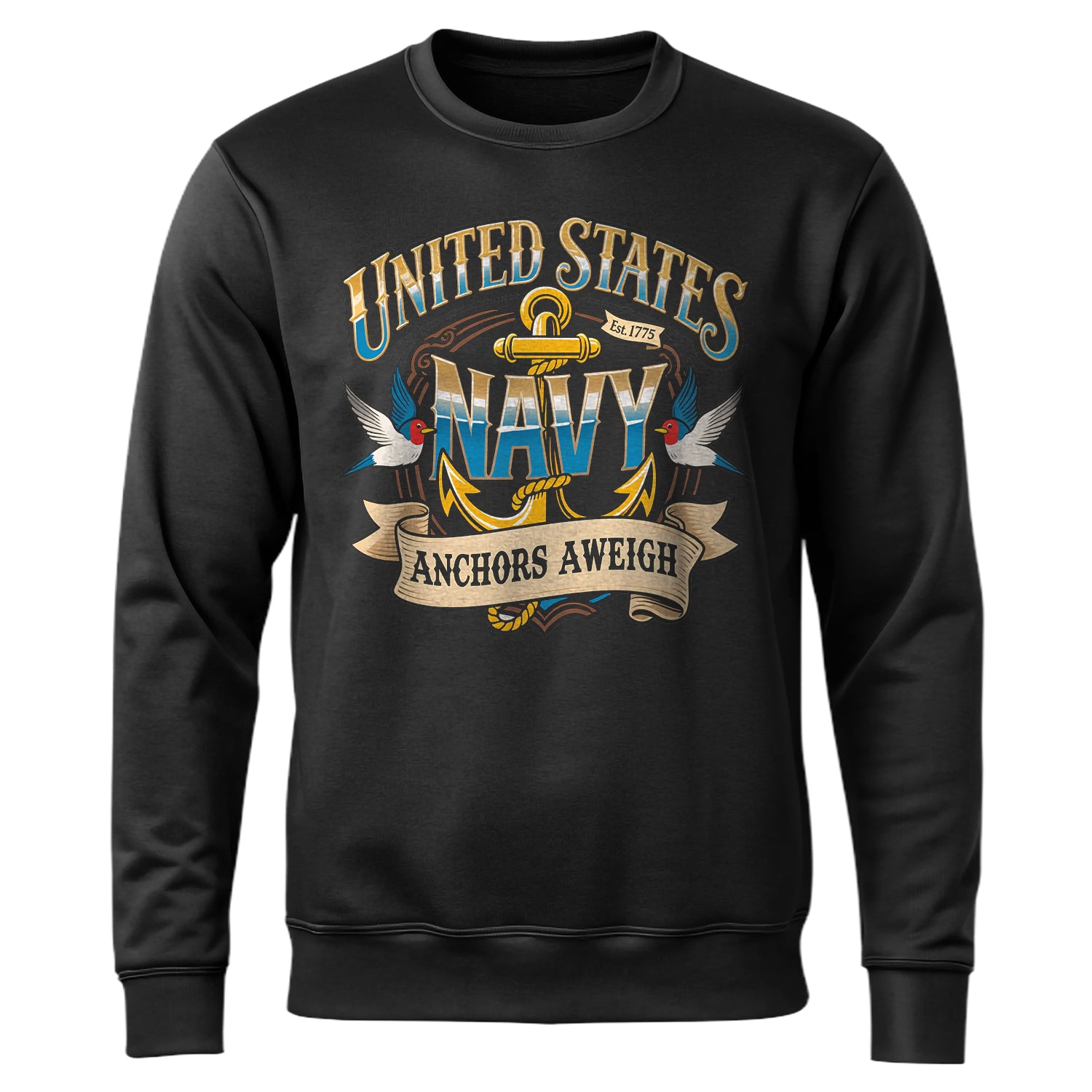 United States Navy Est 1775 Anchors Sweatshirt