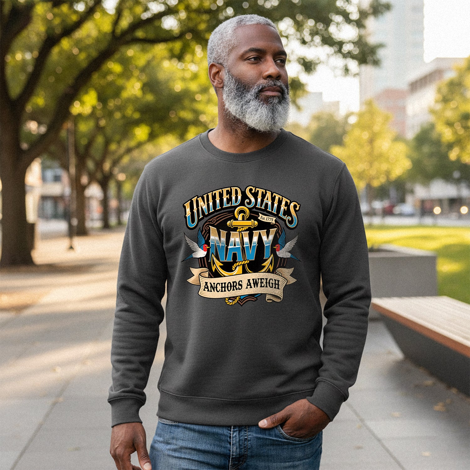 United States Navy Est 1775 Anchors Sweatshirt