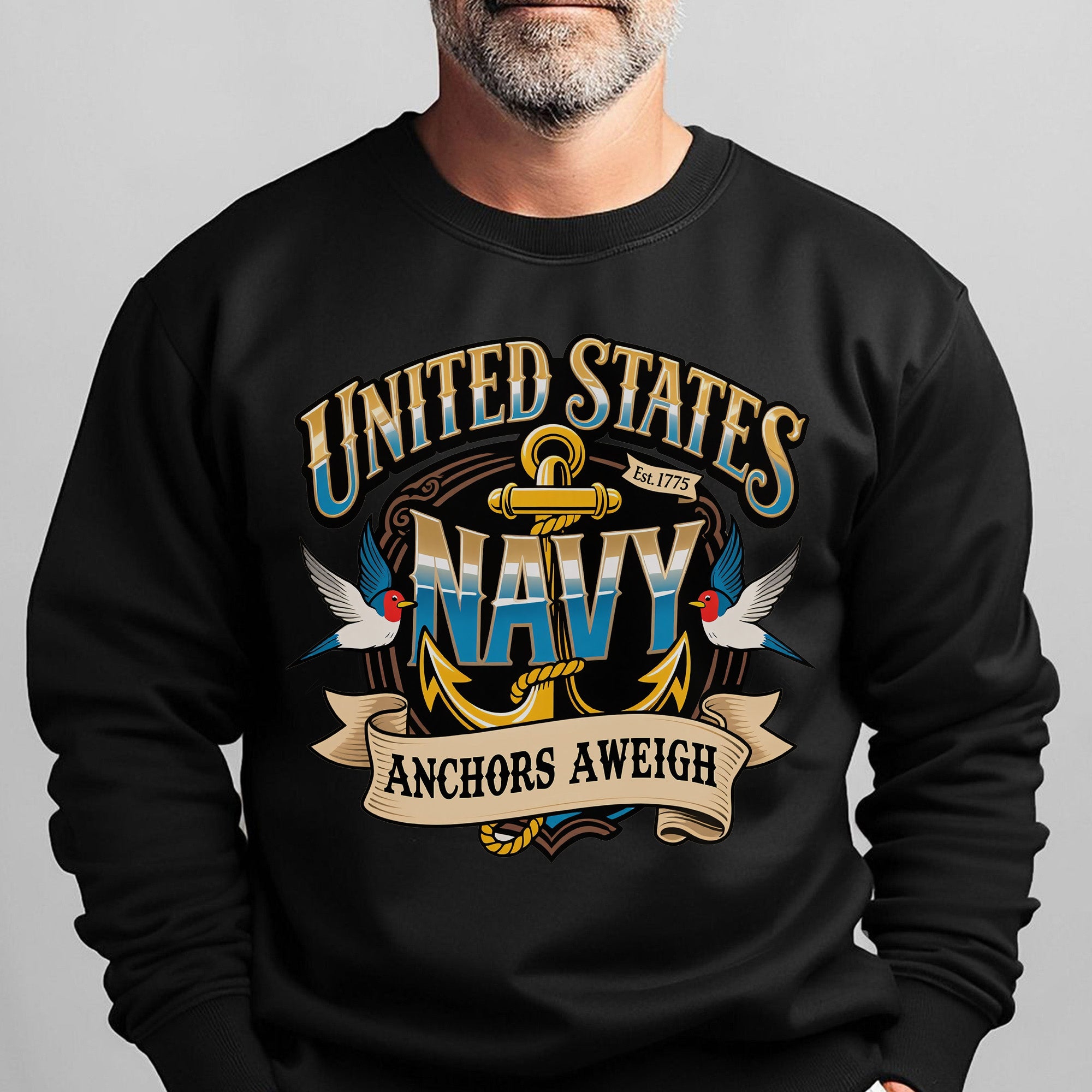 United States Navy Est 1775 Anchors Sweatshirt