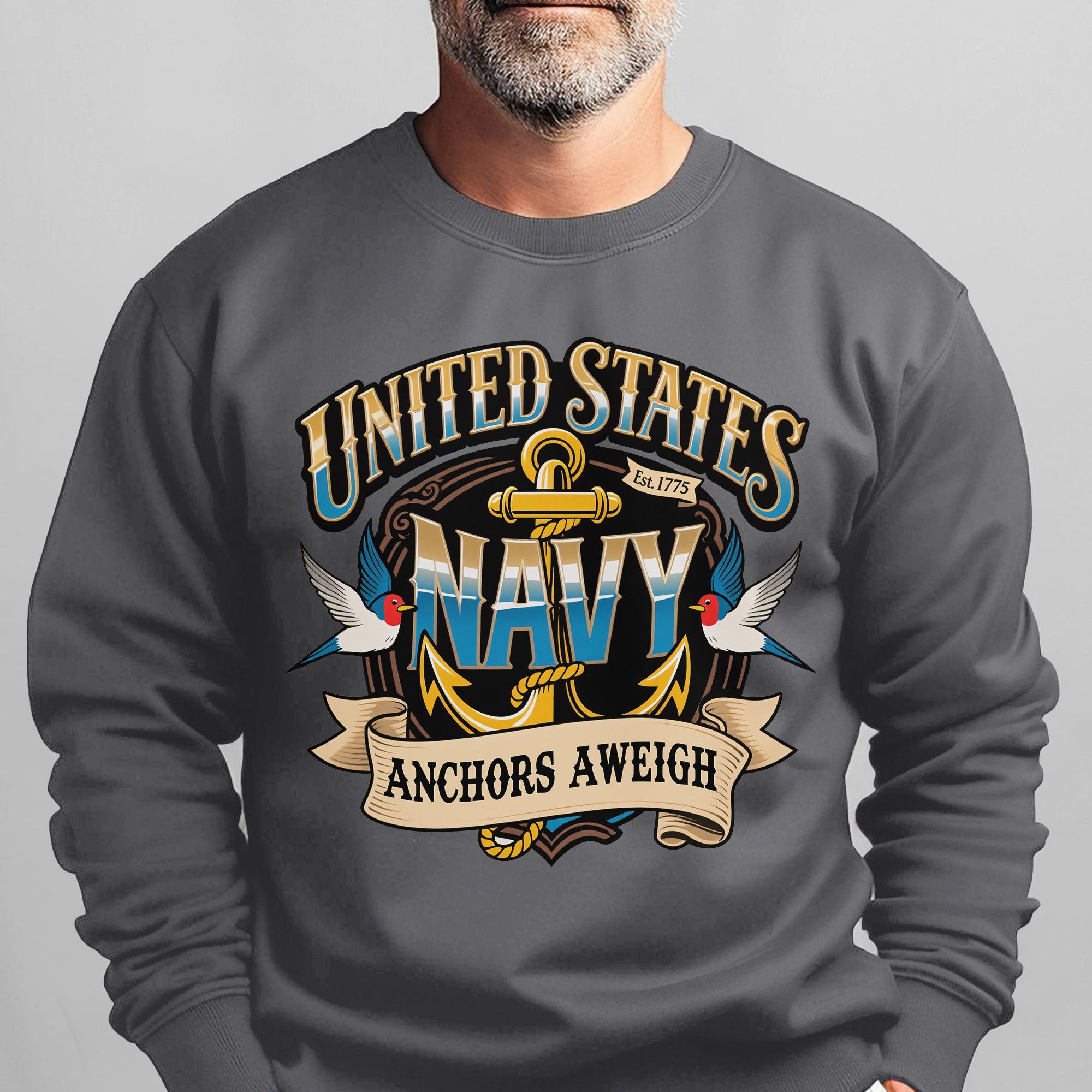 United States Navy Est 1775 Anchors Sweatshirt