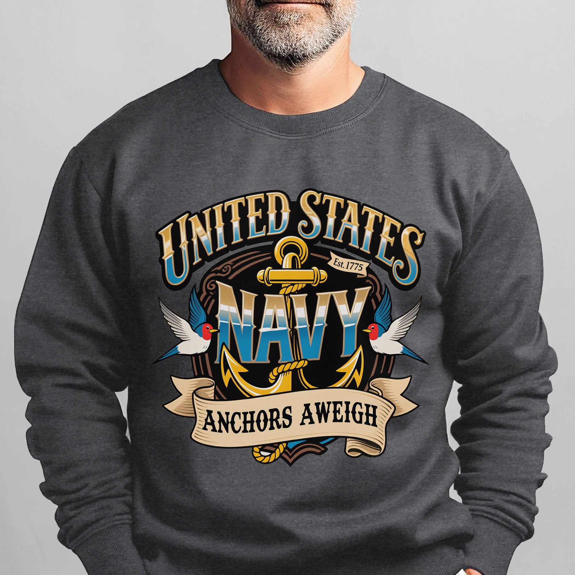 United States Navy Est 1775 Anchors Sweatshirt