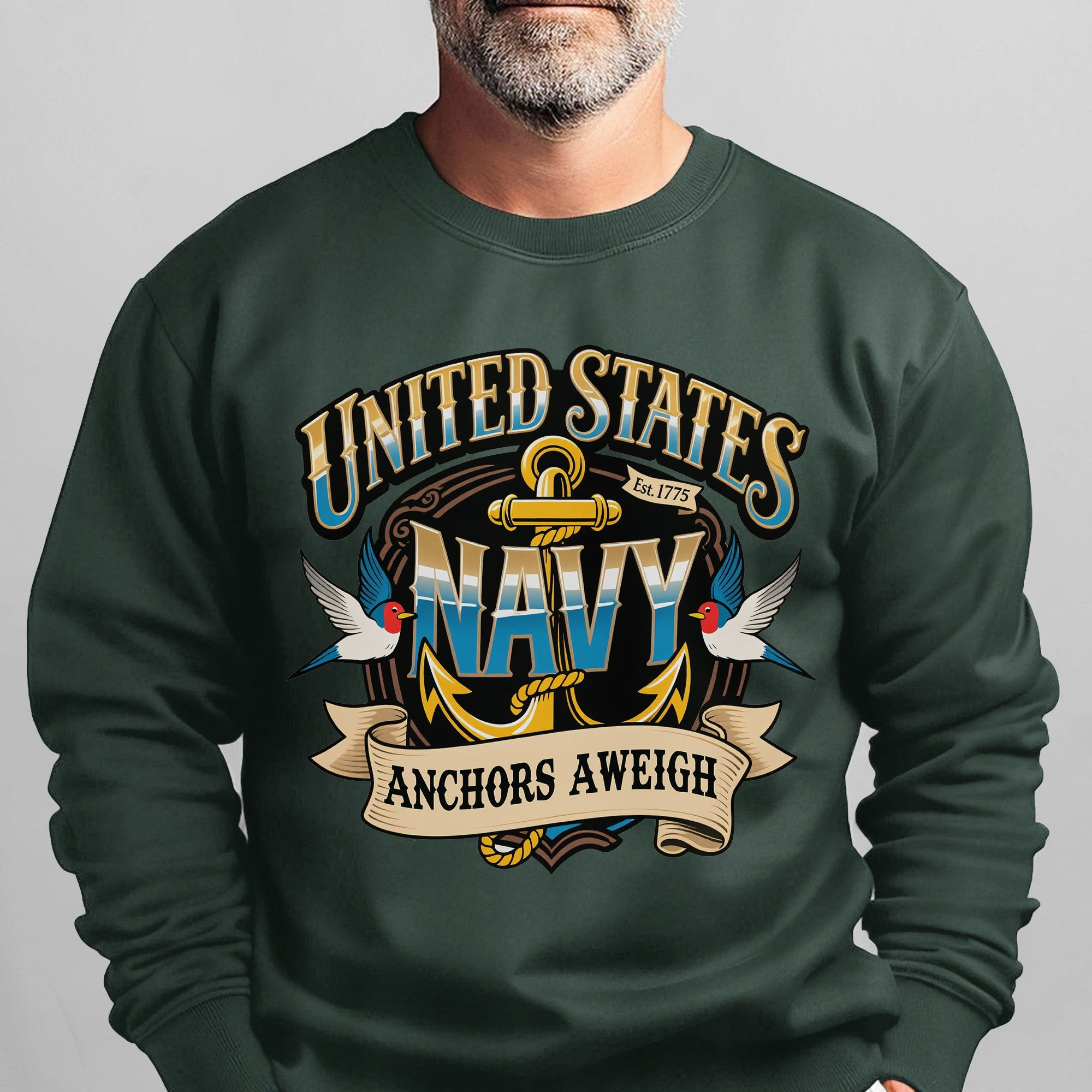 United States Navy Est 1775 Anchors Sweatshirt