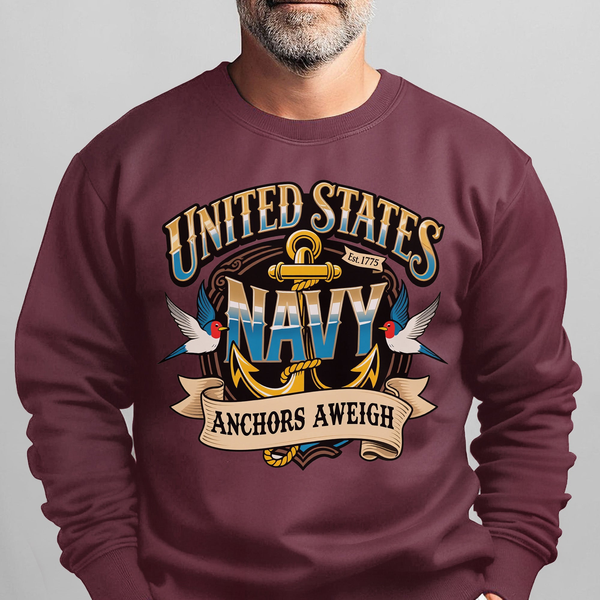 United States Navy Est 1775 Anchors Sweatshirt