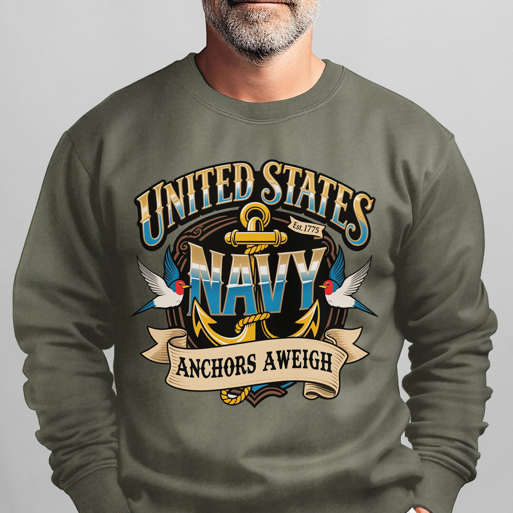United States Navy Est 1775 Anchors Sweatshirt