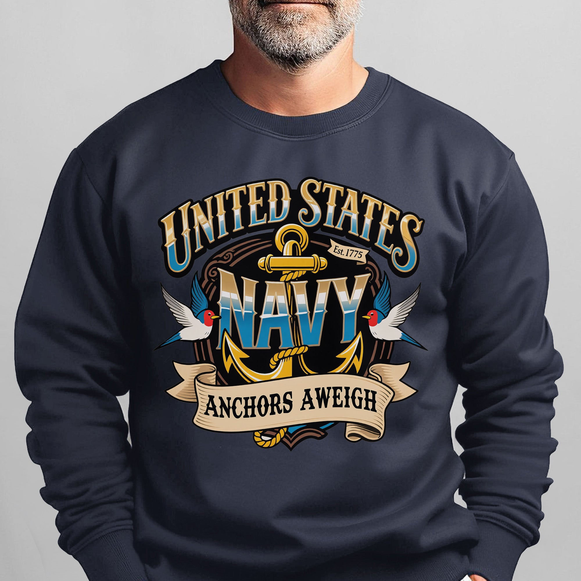United States Navy Est 1775 Anchors Sweatshirt