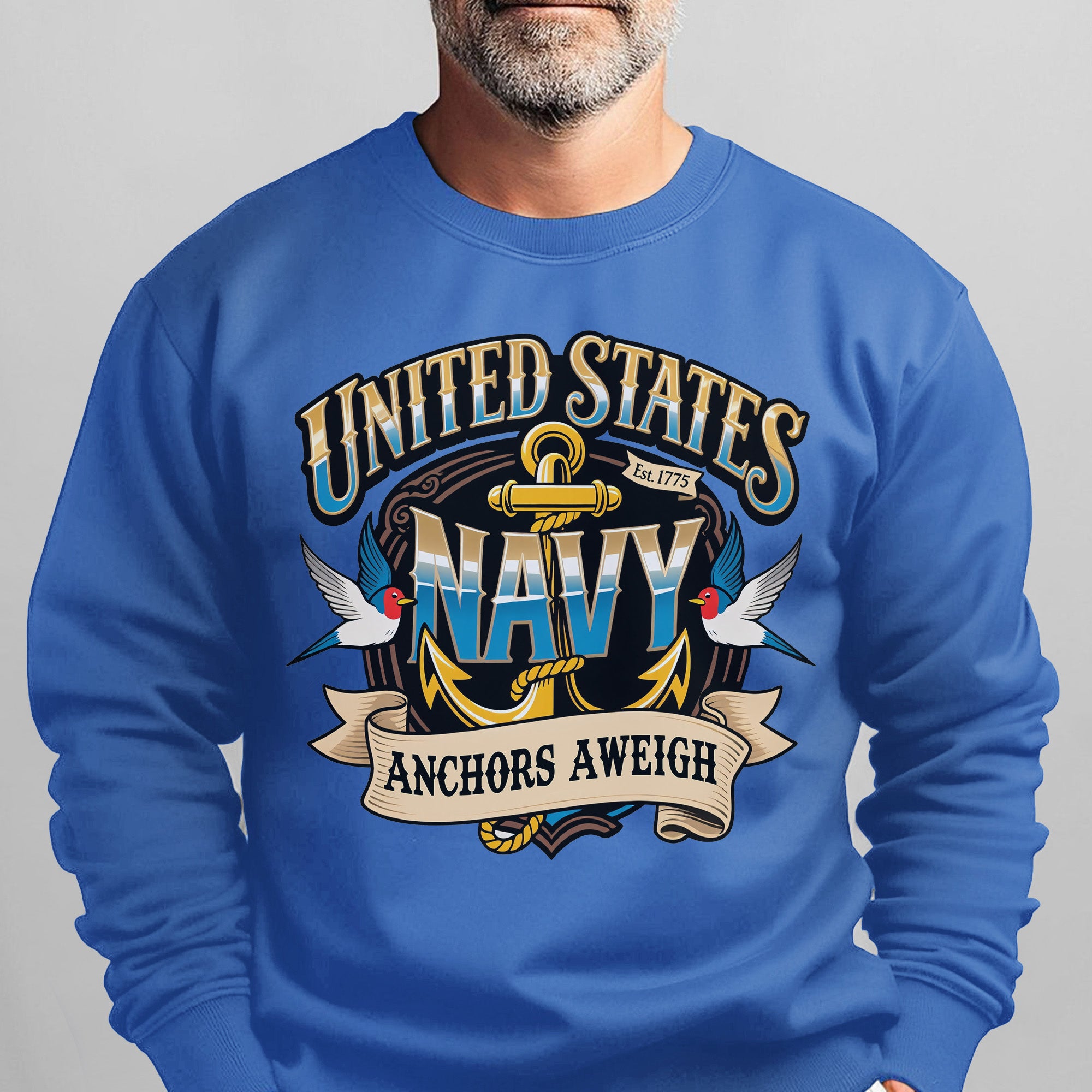 United States Navy Est 1775 Anchors Sweatshirt