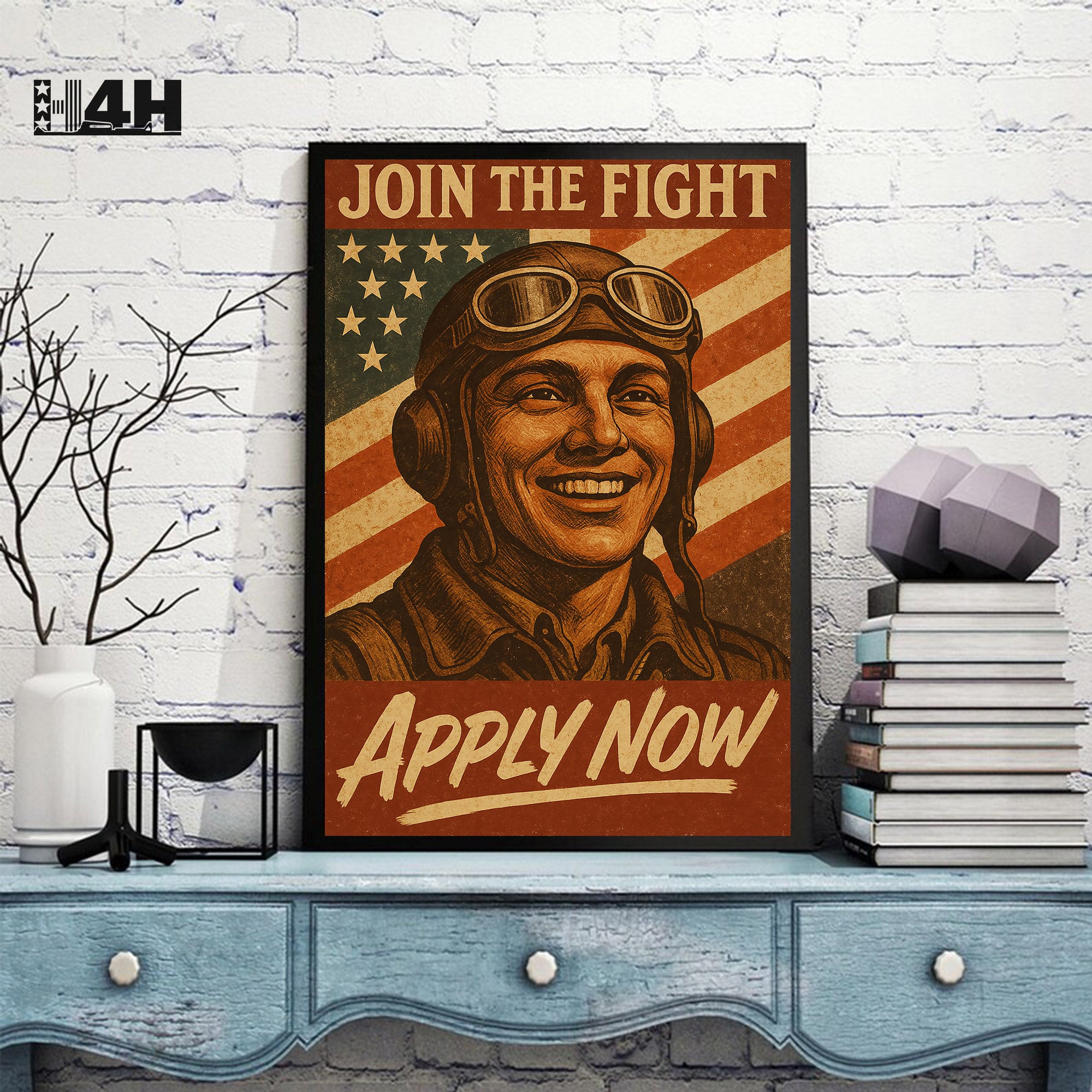 Join the Fight Apply Now Proud US Military Veteran Patriotic Service Poster