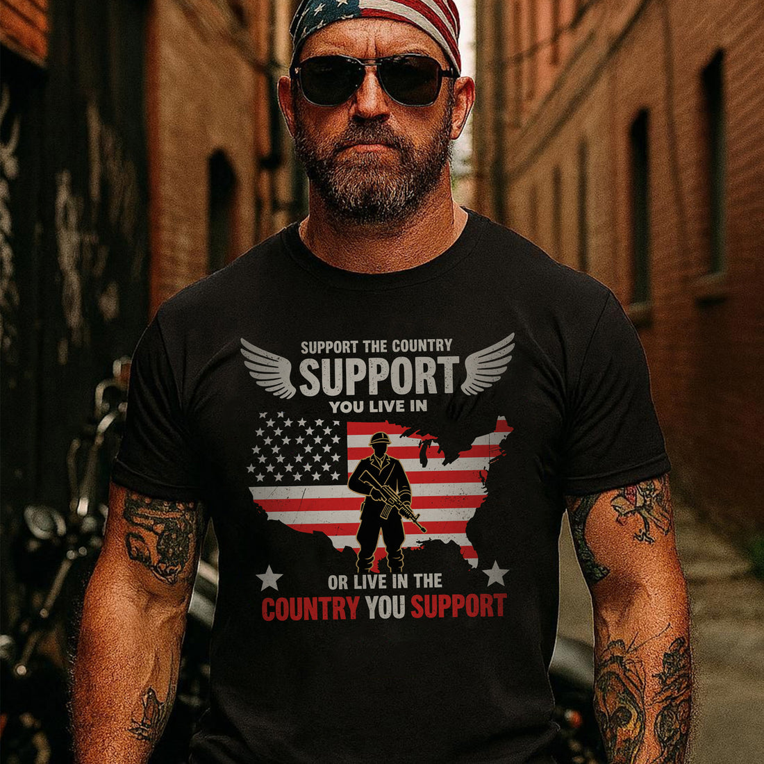 Support the Country You Live In or Live in the Country You Support US Military Veteran T-Shirt