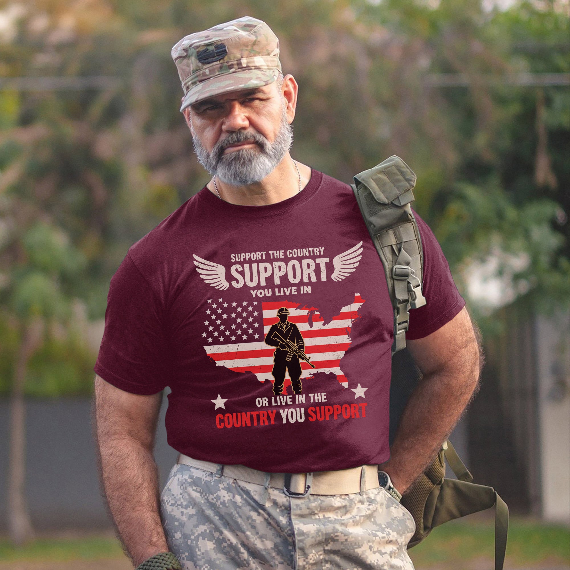 Support the Country You Live In or Live in the Country You Support US Military Veteran T-Shirt