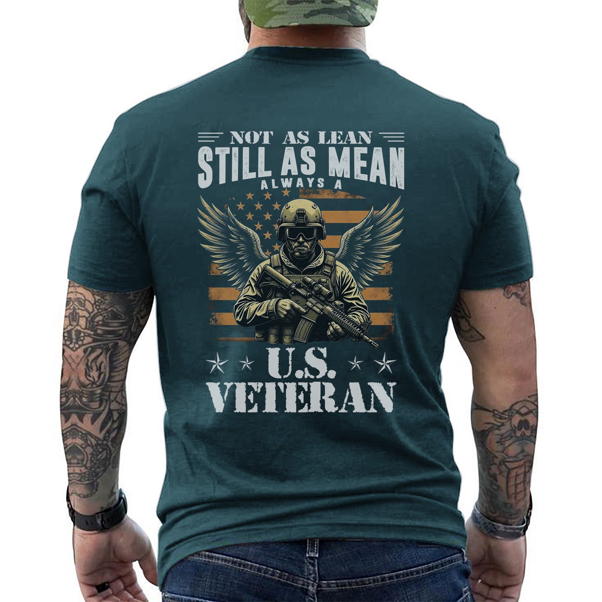 Not as Lean Still as Mean Always a US Veteran Proud Military Patriotic Pride T-Shirt