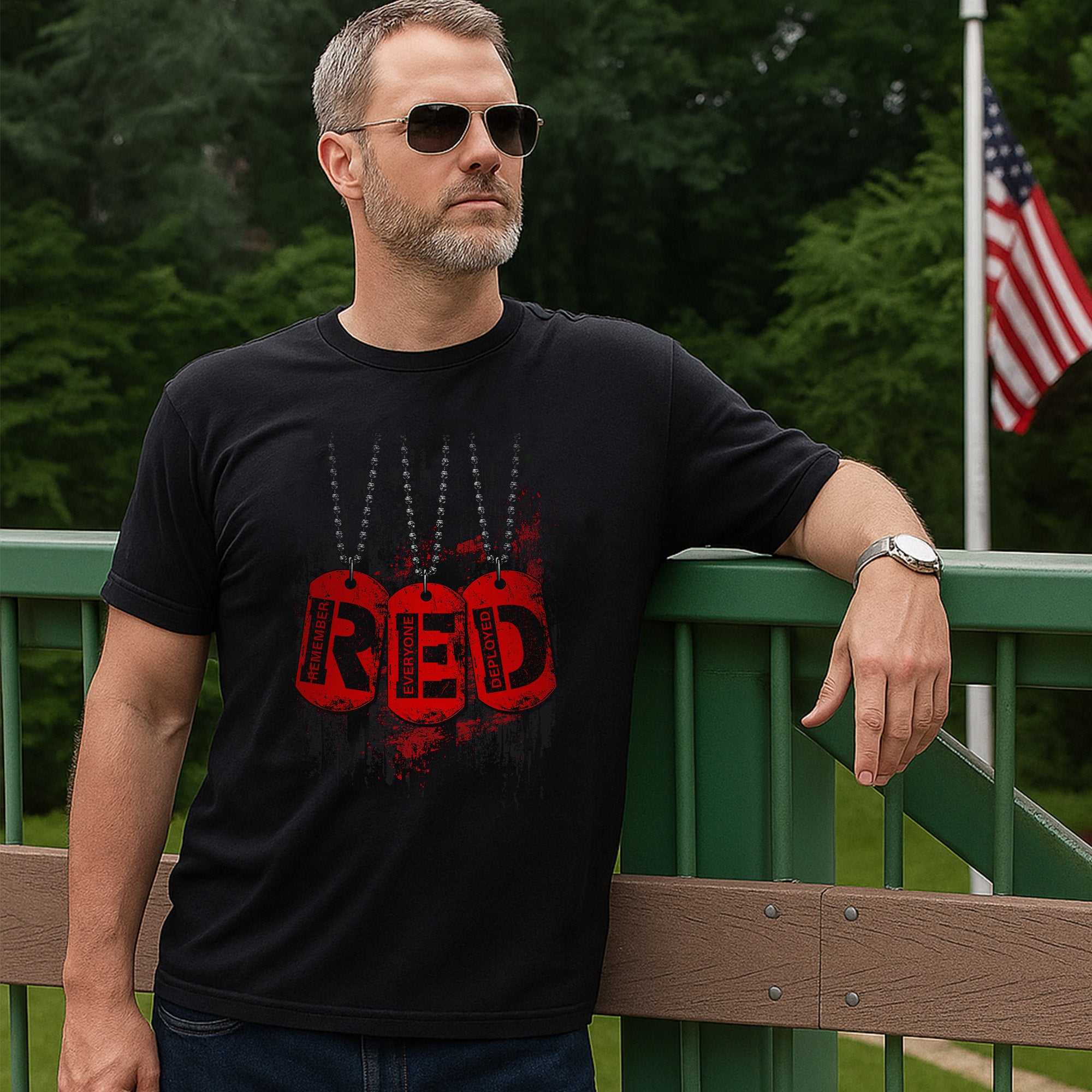 RED Remember Everyone Deployed Proud US Military Veteran Support and Honor T-Shirt