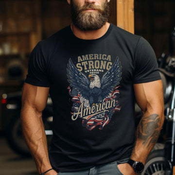 America Strong Veterans Proud Patriotic T-Shirt