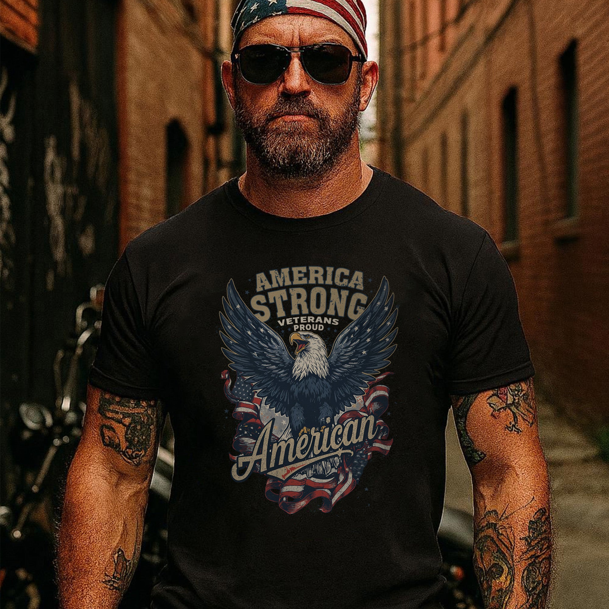 America Strong Veterans Proud Patriotic T-Shirt