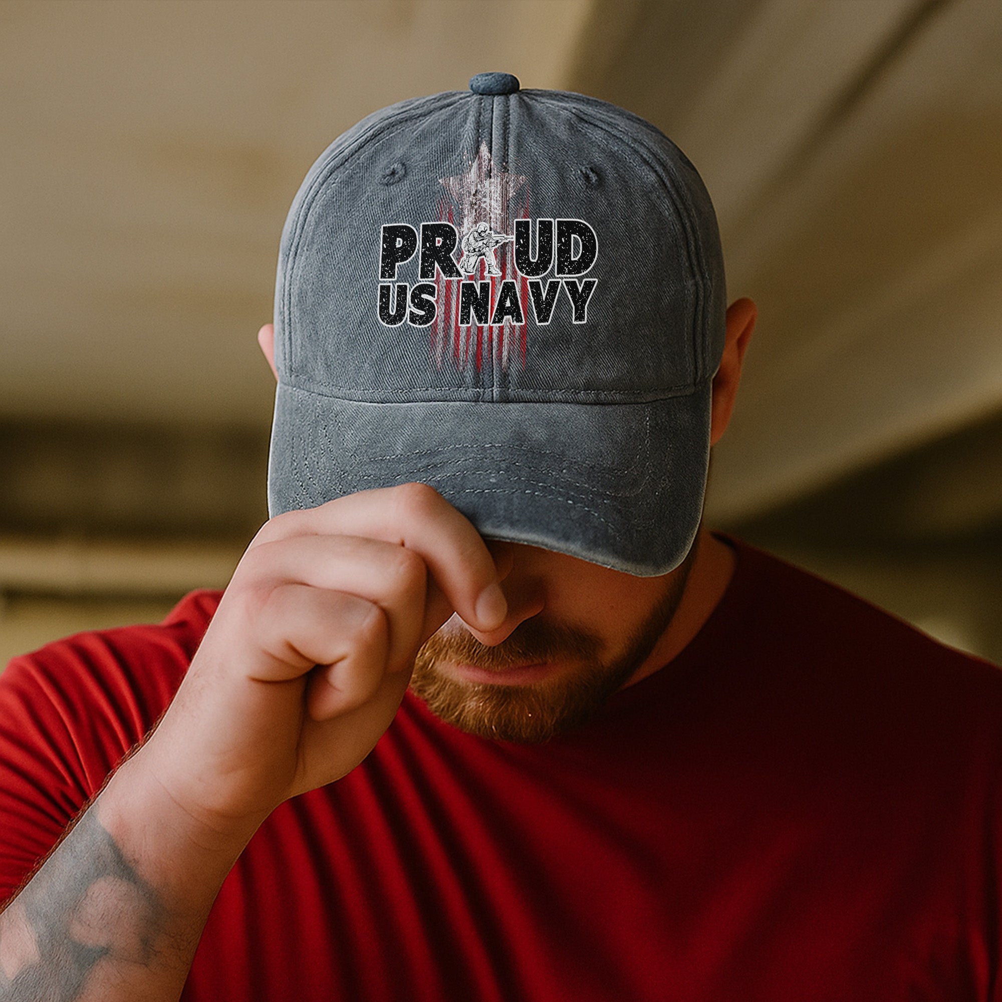 Proud U.S. Navy Honoring Service at Sea with Strength Commitment and American Pride Baseball Cap