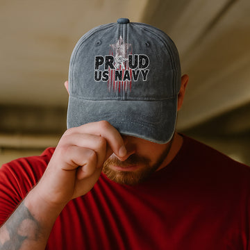 Proud U.S. Navy Honoring Service at Sea with Strength Commitment and American Pride Baseball Cap