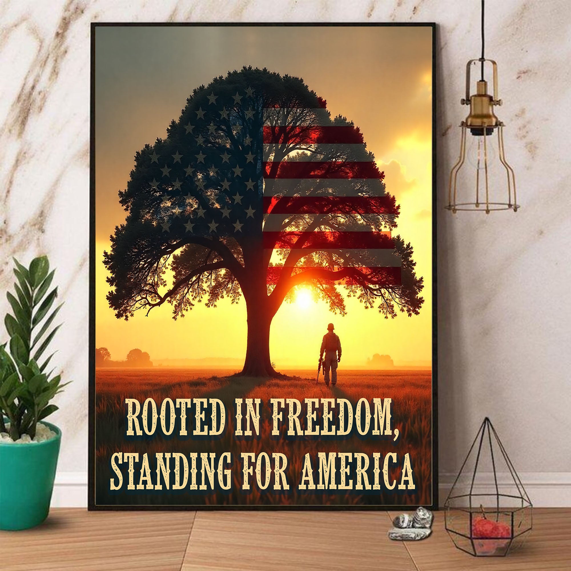 Rooted in Freedom Standing for America Proudly Upholding the Values That Make Our Nation Strong Poster
