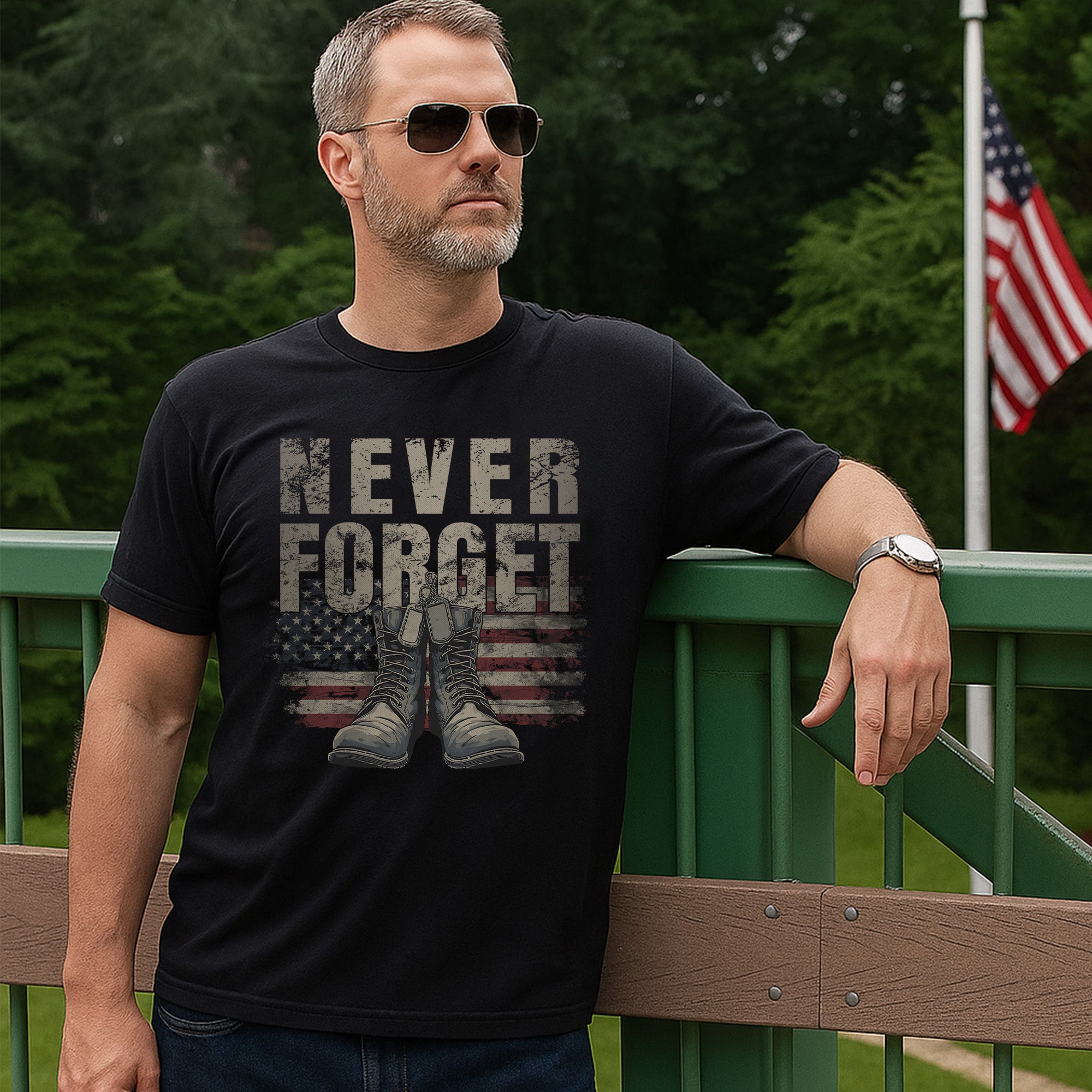 Never Forget Solemn Tribute Honoring the Sacrifice of Heroes Who Defended Our Freedom T-Shirt