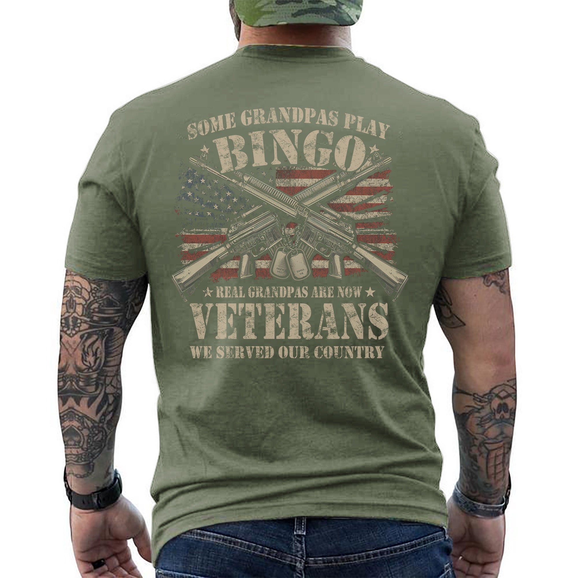 Some Grandpas Play Bingo Real Grandpas Are Veterans Who Proudly Served Our Great Nation T-Shirt
