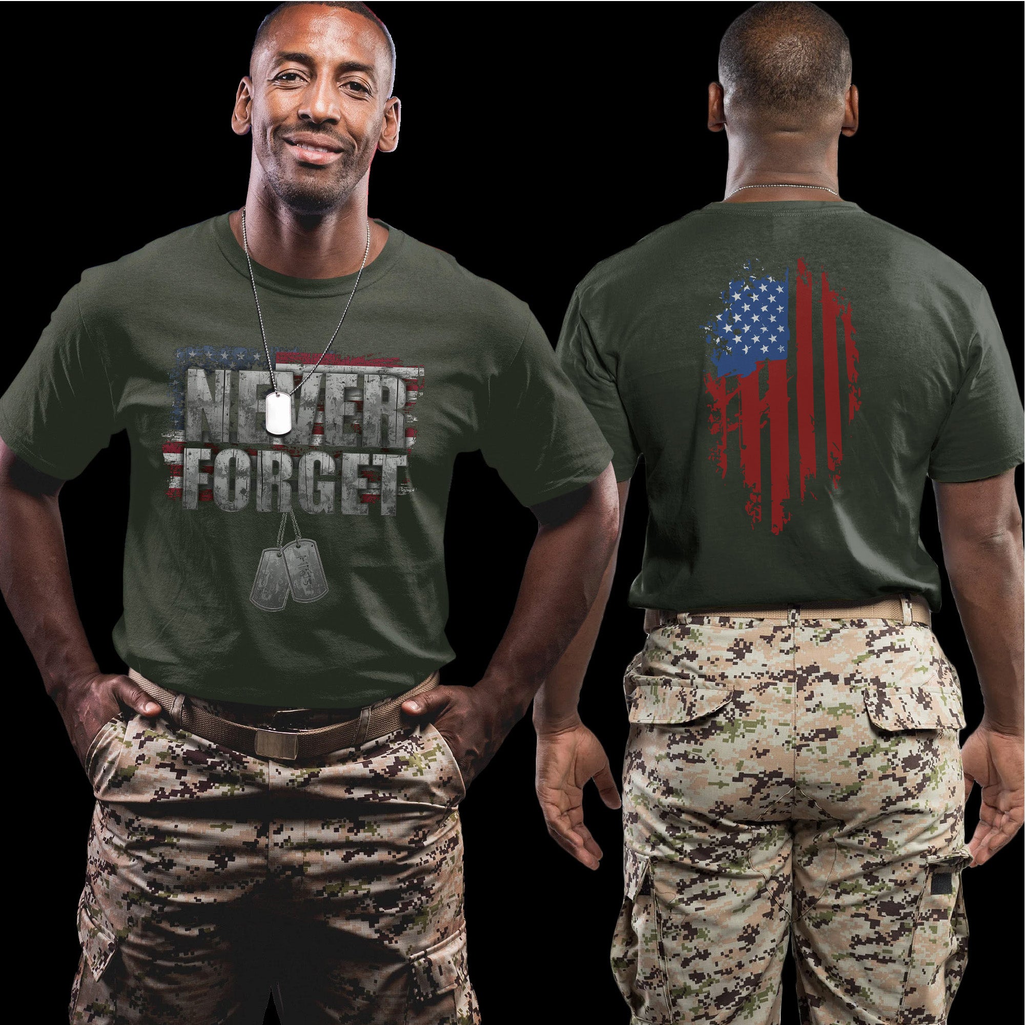 Never Forget One Soldier One Flag One Nation United in Sacrifice Patriotism and Honor T-Shirt