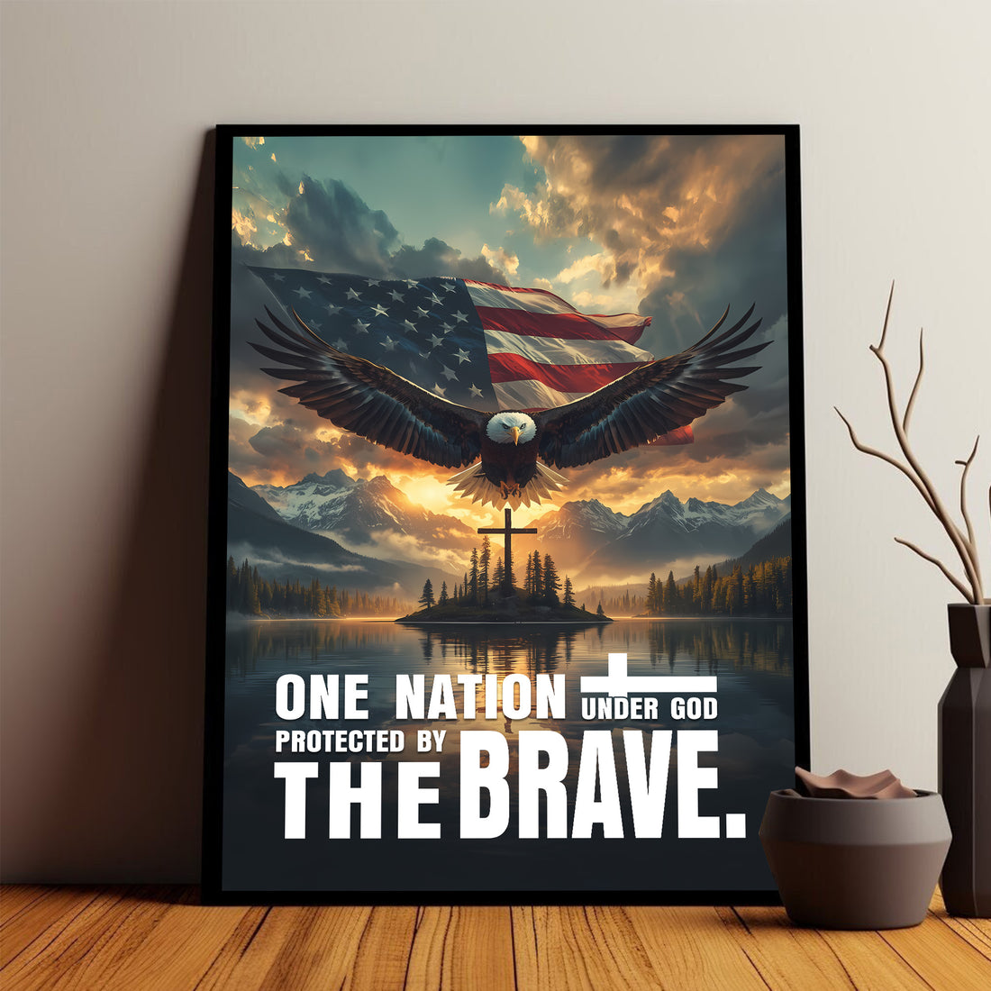 One Nation Under God Protected by the Brave Honoring Veterans Who Safeguard Our Freedom Poster